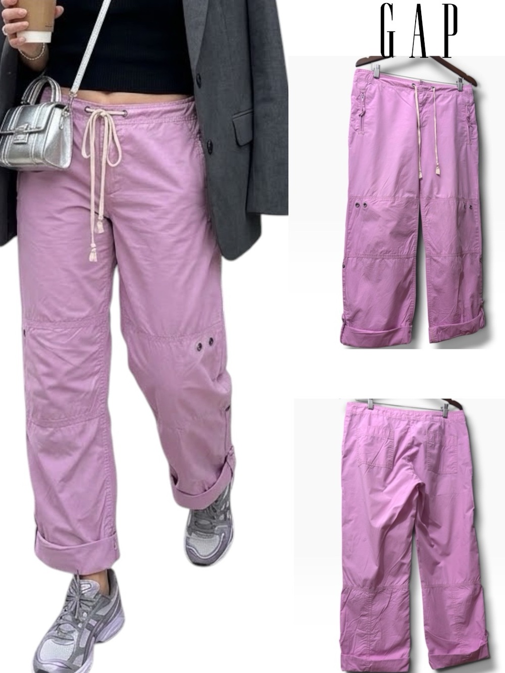 Gap | NWOT Vintage Y2K Sri Lanka Pink Utility Cargo Pants Trousers (Size 8)